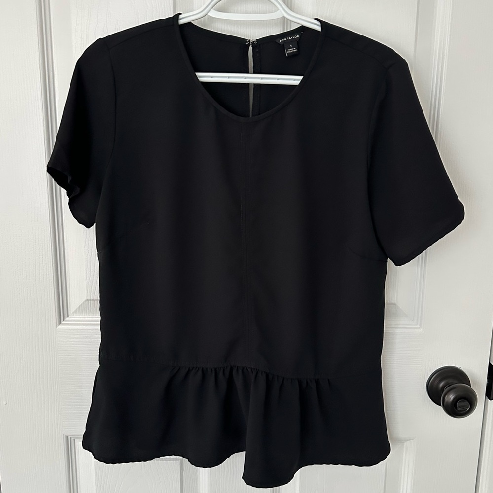 Ann Taylor Black Peplum Top